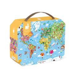 Janod Puzzle Mapa sveta v kufrku 300 ks