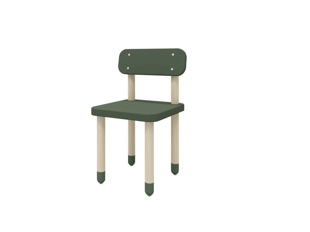Flexa Drevená stolička s operadlom pre deti tmavozelená Dots