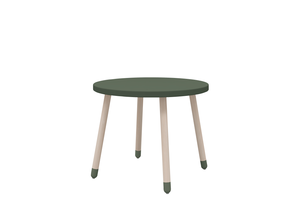 Flexa Drevený okrúhly stôl pre deti tmavozelený Dots