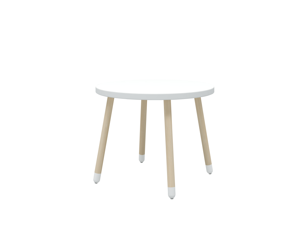 Flexa Drevený okrúhly stôl pre deti biely Dots