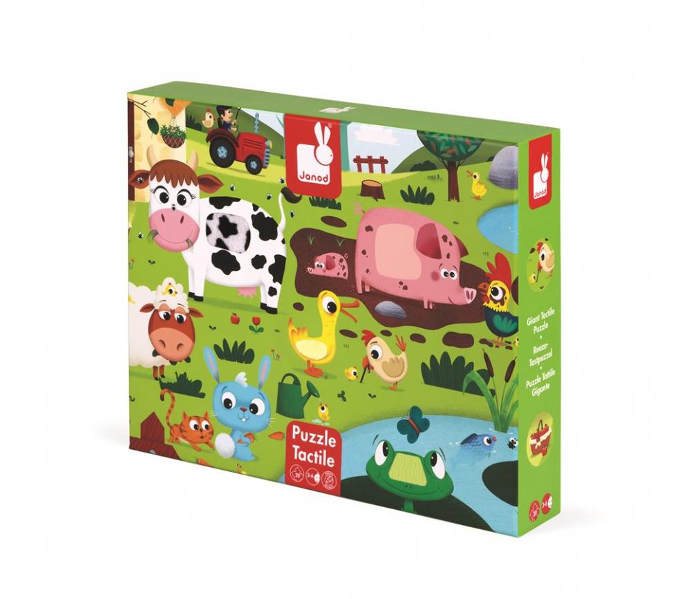 Janod Puzzle dotykov Zvieratk na farme s textrou 20 ks