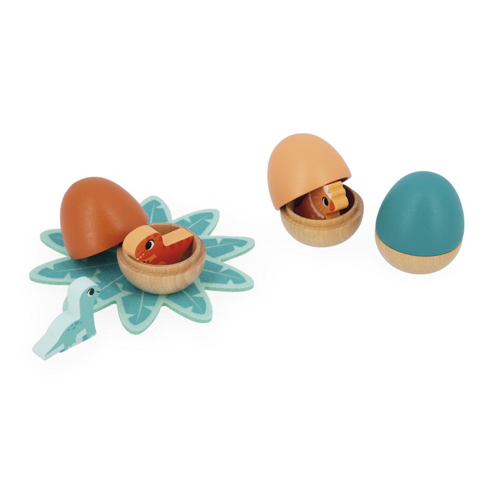 Janod Drevená hračka Dinosaurie vajíčka s prekvapením Dino 3 ks