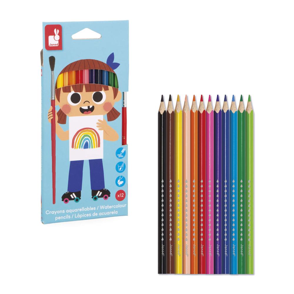 Janod Colorino Akvarelov farebn pastelky a tetec 12 farieb od 3 rokov