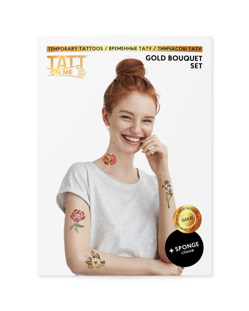 TATTonMe Metalické tetovačky pre ženy Kytice sada Gold
