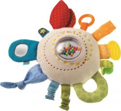 Haba Textilná hrkálka a motorická hračka pre najmenších Dúhový vankúšik