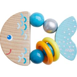 Haba Drevená hrkálka a motorická hračka pre najmenších Rybka