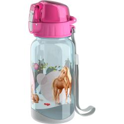 Haba Zdravá fľaša pre deti plastová Koníky 400 ml ružová pre dievčatá
