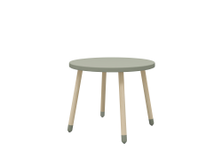Flexa Drevený okrúhly stôl pre deti sivozelený Dots