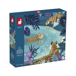 Janod Art puzzle Tigre pri splne mesiaca 1000 ks