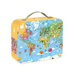 Janod Puzzle Mapa sveta v kufrku 300 ks
