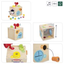 Janod Sensory Dreven didaktick kocka MultiActivity 18