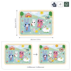 Janod Dreven puzzle s predlohou a hadanie rozdielov Farma 7