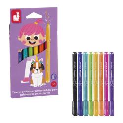 Janod Colorino Detsk fixky s glitrami 8 farieb od 3 rokov