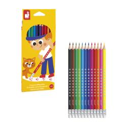 Janod Colorino Detsk pastelky s gumou 12 farieb odoln od 3 rokov