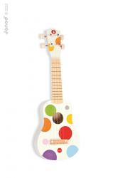 Janod Drevený hudobný nástroj ukulele Confetti so reálnym zvukom 4 struny