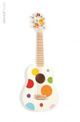 Janod Drevený hudobný nástroj prvá gitara pre deti Confetti s reálnym zvukom 6 strún