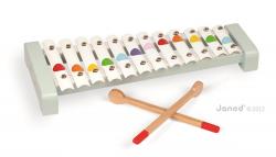Janod Drevený hudobný nástroj kovový xylofón pre deti Confetti