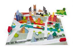 Janod Dreven kocky Kubix Mesto 60 ks s puzzle 