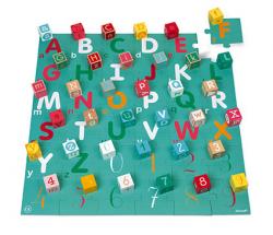 Janod Dreven kocky Kubix Abeceda sla 40 ks s puzzle